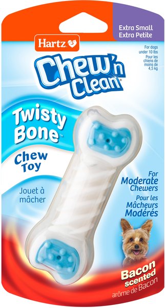 Hartz Chew 'n Clean Twisty Bone Bacon Scented Flexible Dog Chew Toy, X-Small slide 1 of 5