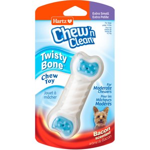 Hartz Chew 'n Clean Twisty Bone Bacon Scented Flexible Dog Chew Toy, X-Small
