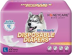 HoneyCare All-Absorb Super Absorbent Disposable Female Dog Diapers, Large: 13 to 21-in waist, 22 count