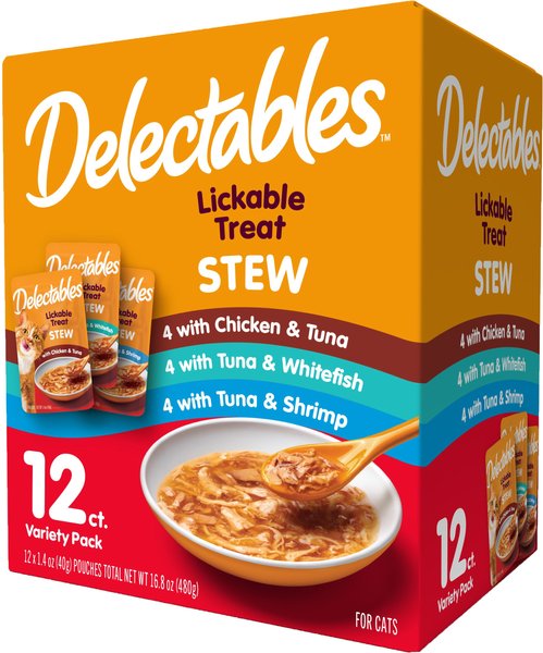 HARTZ Delectables Stew Variety Pack Lickable Cat Treats, 1.4-oz pouch