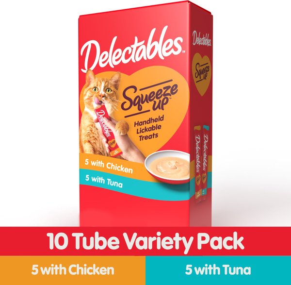 Show full view: Hartz Delectables Squeeze Up Variety Pack Lickable Cat Treats, 0.5-oz tube, 10 count slide 3 of 11
