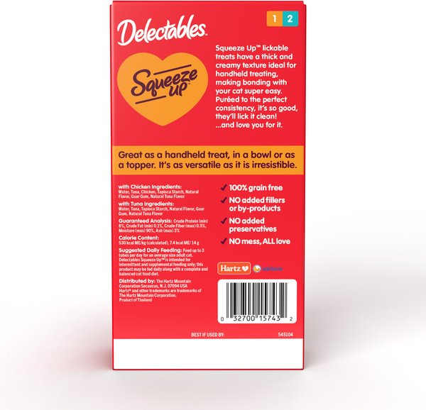 Show full view: Hartz Delectables Squeeze Up Variety Pack Lickable Cat Treats, 0.5-oz tube, 10 count slide 4 of 11
