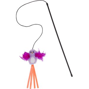 Frisco Bird with Feathers Teaser Wand Cat Toy with Catnip, Purple