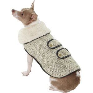 Frisco Manhattan Tweed Dog & Cat Coat, Taupe, Small