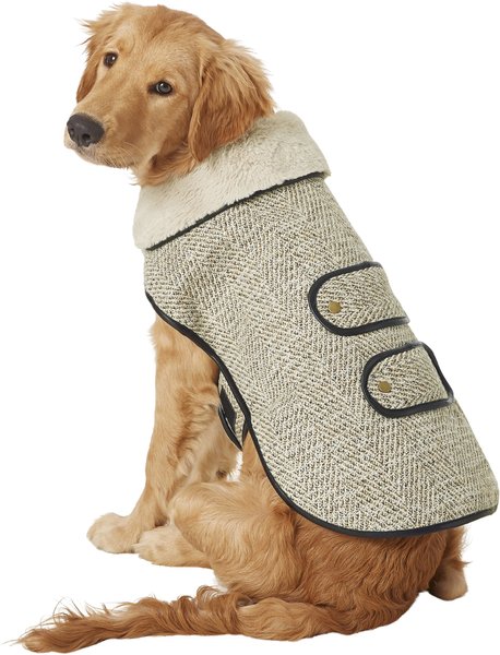 Frisco Manhattan Tweed Dog & Cat Coat, Taupe, Large slide 1 of 8