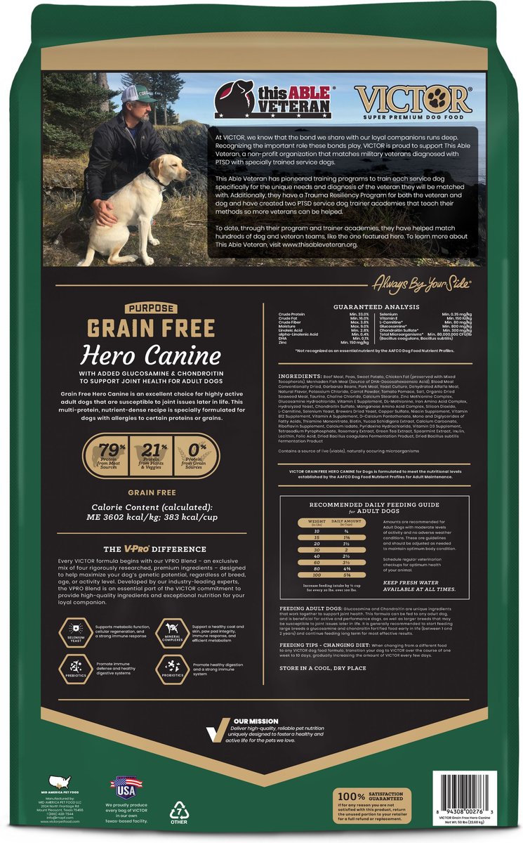 Victor grain free shop dog food 50 lb