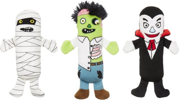 Frisco Halloween Living Dead Monsters Plush Squeaky Dog Toy, 3 count slide 1 of 5