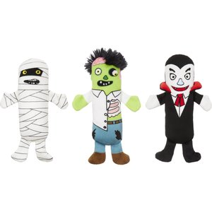 Frisco Halloween Haunted Friends Plush Squeaky Dog Toy, 3 count