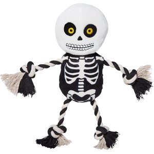 Frisco Halloween Skeleton Plush with Rope Squeaky Dog Toy, Medium/Large