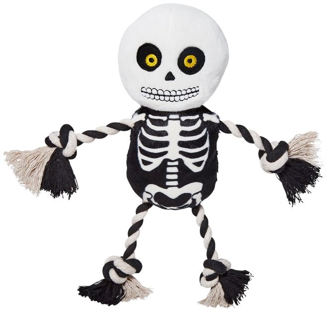 FRISCO Halloween Skeleton Plush with Rope Squeaky Dog Toy
