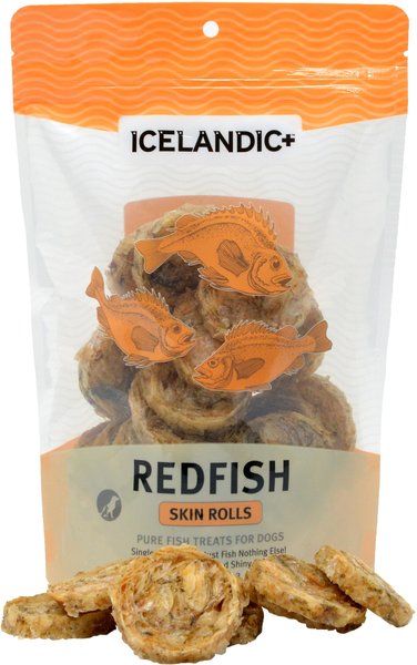 Icelandic+ Redfish Skin Rolls Fish Dog Treat, 3.0-oz bag slide 1 of 3