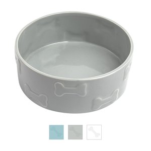 Park Life Designs Manor Ceramic Dog & Cat Bowl, Grey, 4-cup
