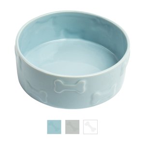 Park Life Designs Manor Ceramic Dog & Cat Bowl, Blue, 4-cup