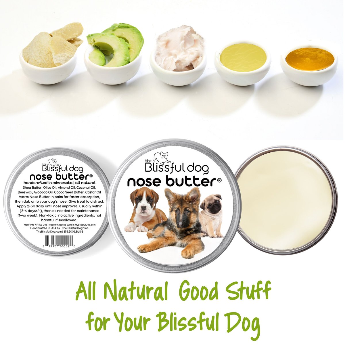 The Blissful Dog 3 Cute Puppies Nose Butter