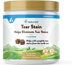 NaturVet Tear Stain Plus Lutein Soft Chews Vision Supplement for Cats & Dogs, 120 count