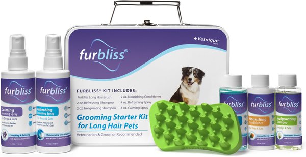 Vetnique Labs Furbliss Grooming & Bathing Long Hair, Shampoos, Conditioner, Sprays & Brush Dog & Cat Grooming Kit slide 1 of 7