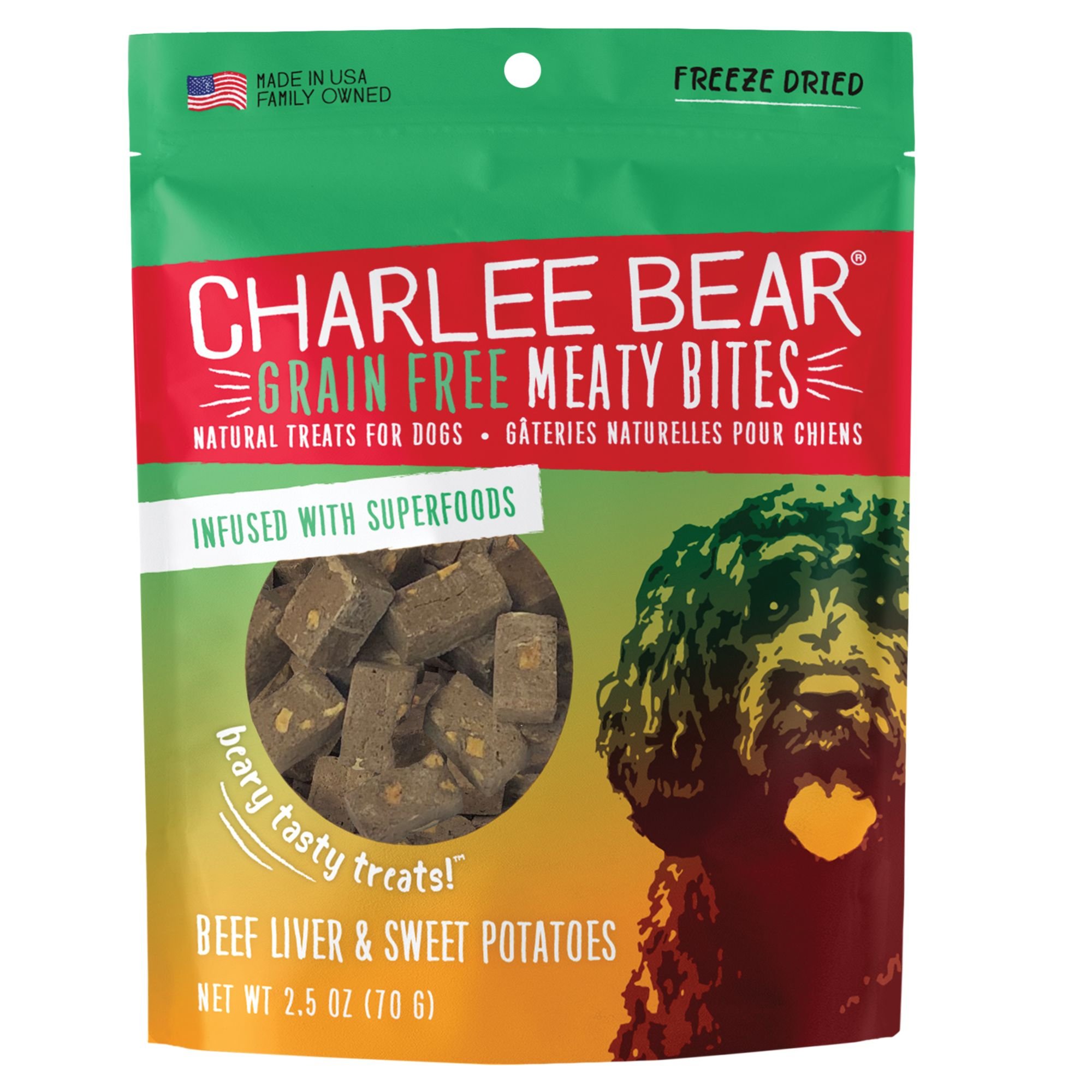 CHARLEE BEAR Meaty Bites Beef Liver & Sweet Potatoes GrainFree Freeze