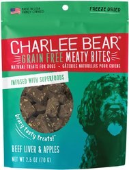 Charlee Bear Meaty Bites Beef Liver & Apples Grain-Free Freeze-Dried Dog Treats, 2.5-oz bag