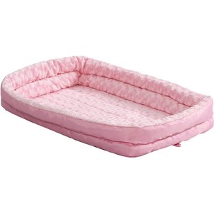 MidWest Quiet Time Fashion Plush Double Bolster Dog Crate Mat, 22-in