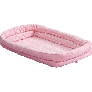 MidWest Quiet Time Fashion Plush Double Bolster Dog Crate Mat, Pink, 30-in