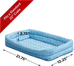 MidWest Quiet Time Fashion Plush Double Bolster Dog Crate Mat, Powder Blue, 22-in slide 2 of 5