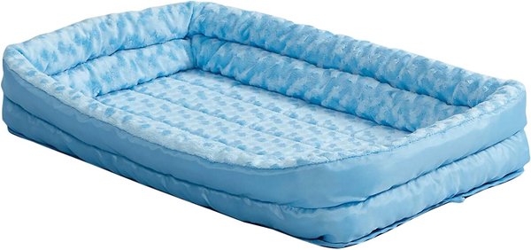MidWest Quiet Time Fashion Plush Double Bolster Dog Crate Mat, Powder Blue, 24-in slide 1 of 5