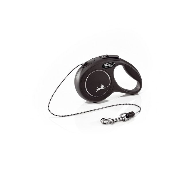 FLEXI Classic Nylon Cord Retractable Dog Leash, Black, XSmall 10ft long