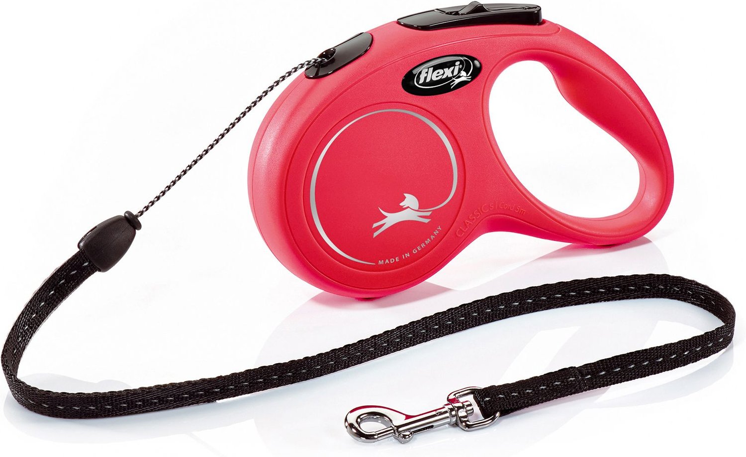 FLEXI Classic Nylon Cord Retractable Dog Leash, Red, Small 16ft long