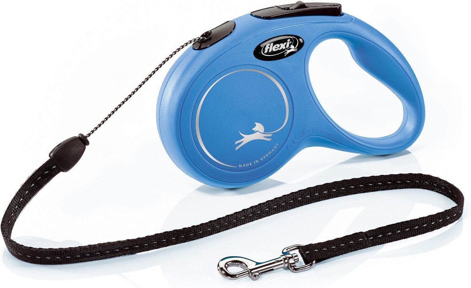 FLEXI Classic Nylon Cord Retractable Dog Leash, Blue, Small 16ft long