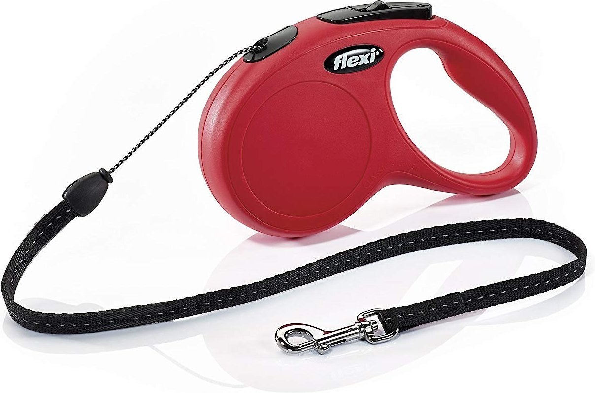 FLEXI Classic Nylon Cord Retractable Dog Leash, Red, Medium 16ft long