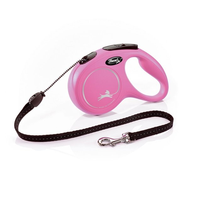 FLEXI Classic Nylon Cord Retractable Dog Leash, Pink, Medium 16ft