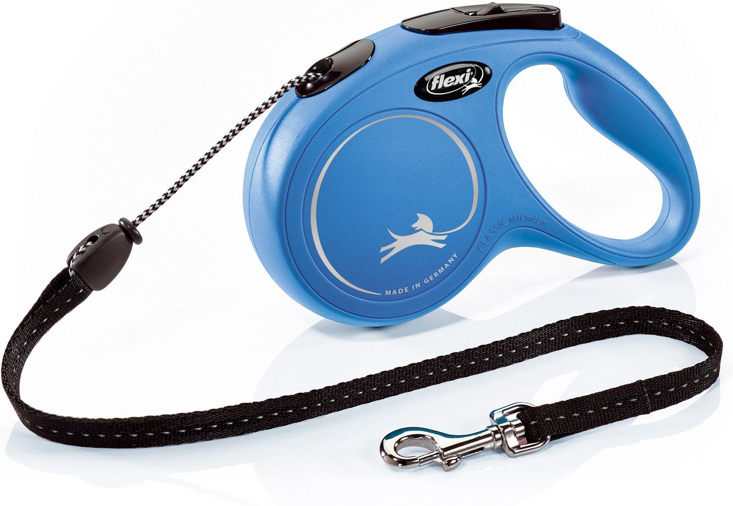 FLEXI Classic Nylon Cord Retractable Dog Leash, Blue, Medium 16ft