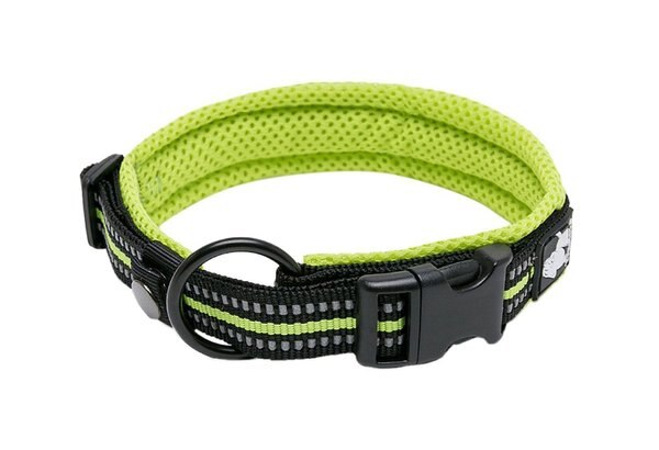 Chai's Choice Comfort Cushion 3M Polyester Reflective Dog Collar, Lemon Lime, Large: 17.7 to 19.7-in neck, 4/5-in wide slide 1 of 4