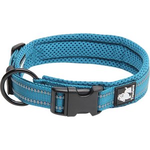 Chai's Choice Comfort Cushion 3M Polyester Reflective Dog Collar, Teal Blue, Large: 17.7 to 19.7-in neck, 4/5-in wide
