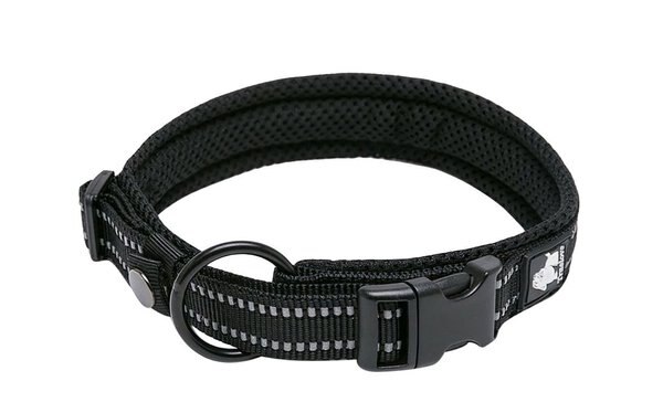 Chai's Choice Comfort Cushion 3M Polyester Reflective Dog Collar, Black, Medium: 15.7 to 17.7-in neck, 4/5-in wide slide 1 of 4