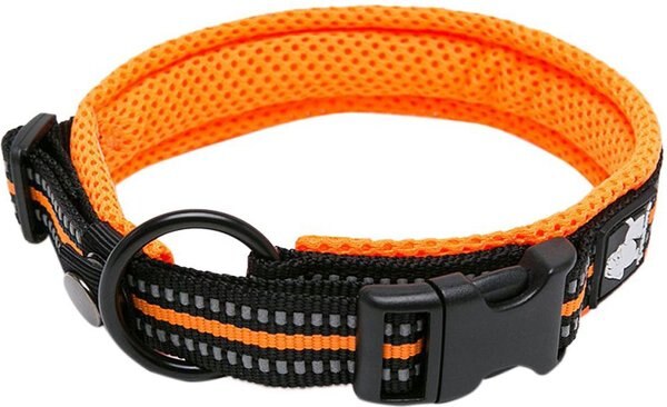 Chai's Choice Comfort Cushion 3M Polyester Reflective Dog Collar, Orange, Medium: 15.7 to 17.7-in neck, 4/5-in wide slide 1 of 4