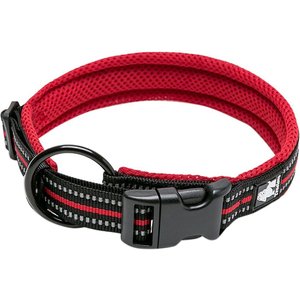Chai's Choice Comfort Cushion 3M Polyester Reflective Dog Collar, Red, Medium: 15.7 to 17.7-in neck, 4/5-in wide