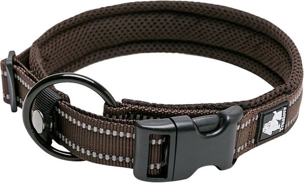 Chai's Choice Comfort Cushion 3M Polyester Reflective Dog Collar, Chocolate, Small: 13.8 to 15.7-in neck, 4/5-in wide slide 1 of 4