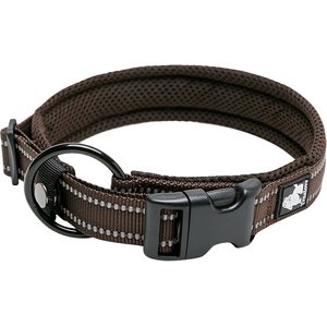 Chai's Choice Comfort Cushion 3M Polyester Reflective Dog Collar, Chocolate, Small: 13.8 to 15.7-in neck, 4/5-in wide