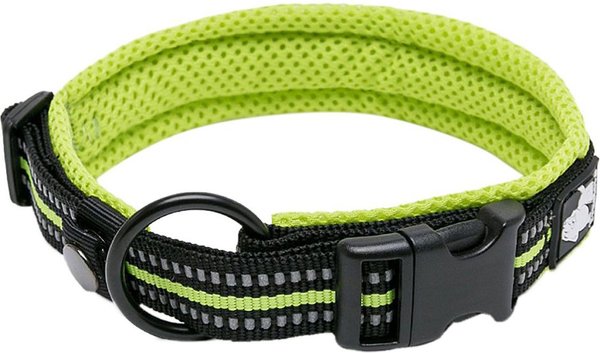 Chai's Choice Comfort Cushion 3M Polyester Reflective Dog Collar, Lemon Lime, Small: 13.8 to 15.7-in neck, 4/5-in wide slide 1 of 4