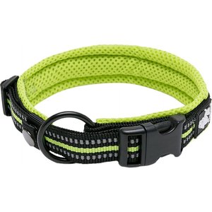 Chai's Choice Comfort Cushion 3M Polyester Reflective Dog Collar, Lemon Lime, Small: 13.8 to 15.7-in neck, 4/5-in wide