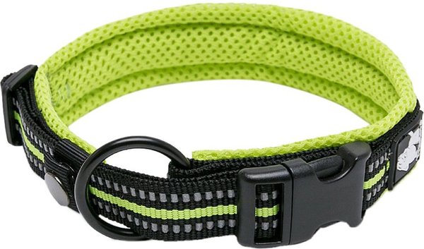 Chai's Choice Comfort Cushion 3M Polyester Reflective Dog Collar, Lemon Lime, X-Small: 11.8 to 13.8-in neck, 3/5-in wide slide 1 of 4