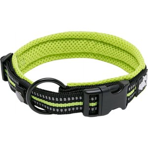 Chai's Choice Comfort Cushion 3M Polyester Reflective Dog Collar, Lemon Lime, X-Small: 11.8 to 13.8-in neck, 3/5-in wide