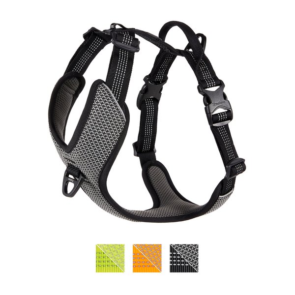 Chai's Choice Outdoor Explorer No-Pull 3M Polyester Reflective Dual Clip Dog Harness, Black, Medium: 22 to 27-in chest slide 1 of 11