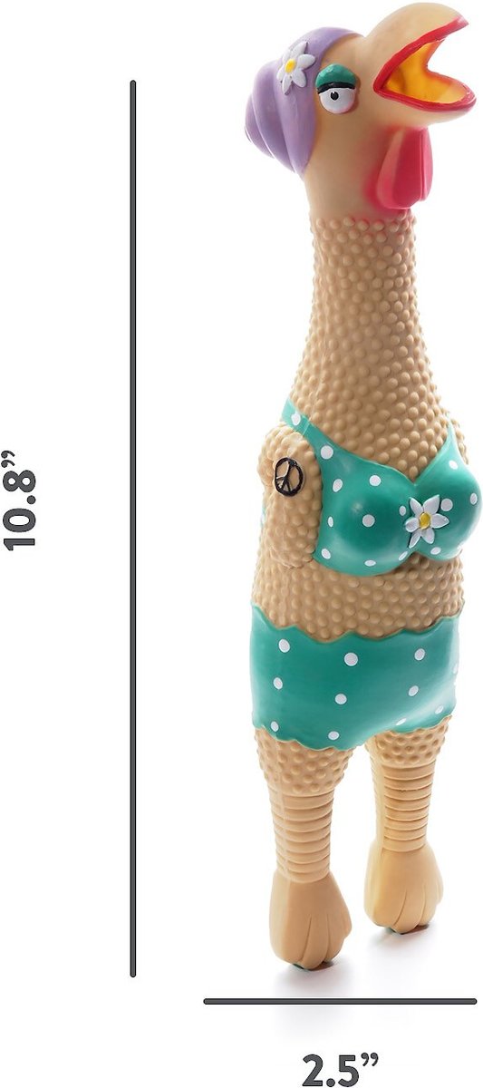 CHARMING PET Squawkers Grandma Hippie Chick Squeaky Latex Dog Toy