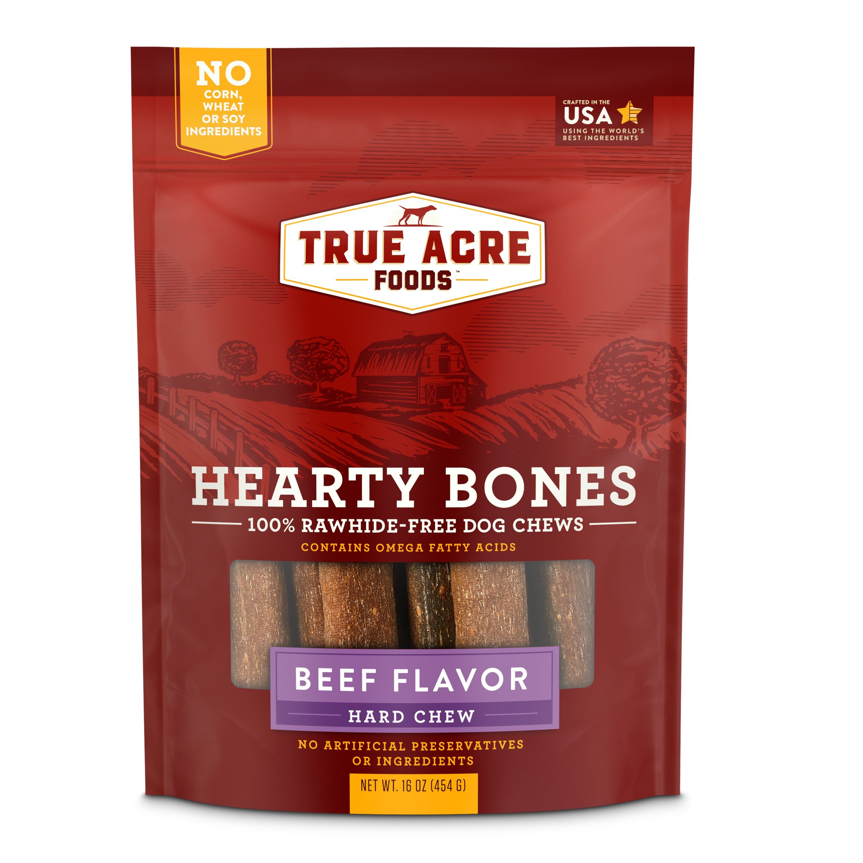 True Acre Foods Hearty Bones LongLasting Beef Flavored Treats? Why is