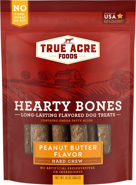 True Acre Foods Hearty Bones Peanut Butter Flavored Treats, 16-oz bag slide 1 of 10