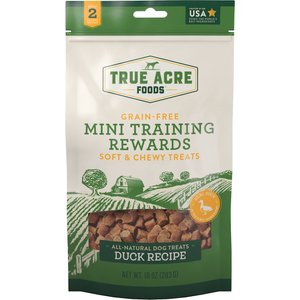 True Acre Foods Duck Recipe Mini-Training Rewards Grain-Free Soft & Chewy Dog Treats, 10-oz bag