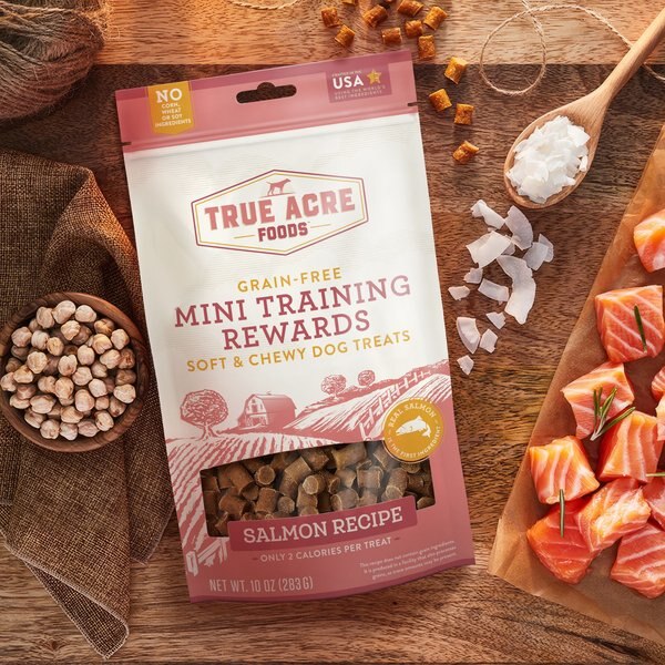 True Acre Foods Salmon Recipe Mini-Training Rewards Grain-Free Soft & Chewy Dog Treats