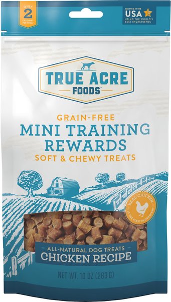 True Acre Foods Chicken Recipe Mini-Training Rewards Grain-Free Soft & Chewy Dog Treats, 10-oz bag slide 1 of 8